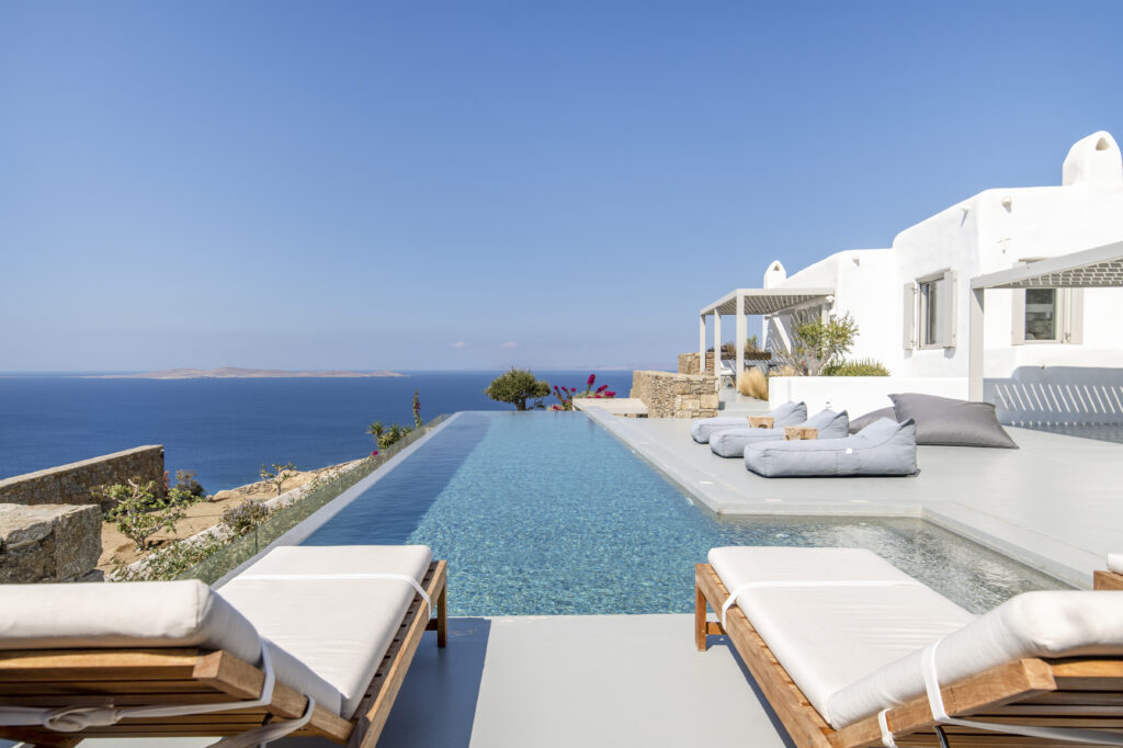 Infinity pool above the sea at a Truman Collection villa in Mykonos
