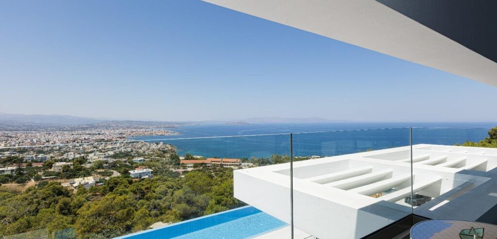 View over the bay of Chania from a villa terrace